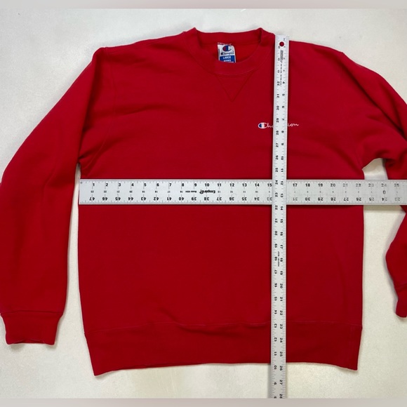 VINTAGE Champion Crewneck Sweatshirt Men Large Red USA 90s - Picture 7 of 7